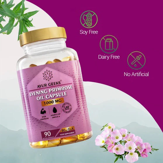 Ayurgeeks Evening primrose Oil Capsule 1000mg - 90 Softgel Capsules